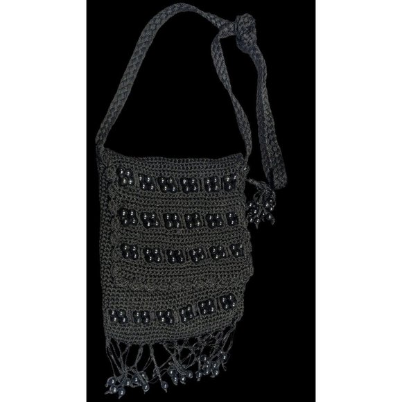 Chateau Boho Crochet And Beaded Crossbody Bag With Fringe - Picture 2 of 12